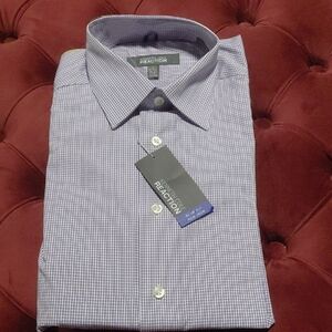 Kenneth Cole Reaction Men's Purple Checkered Dress Shirt